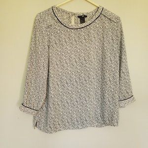 H&M fine star print blouse black & white size 12